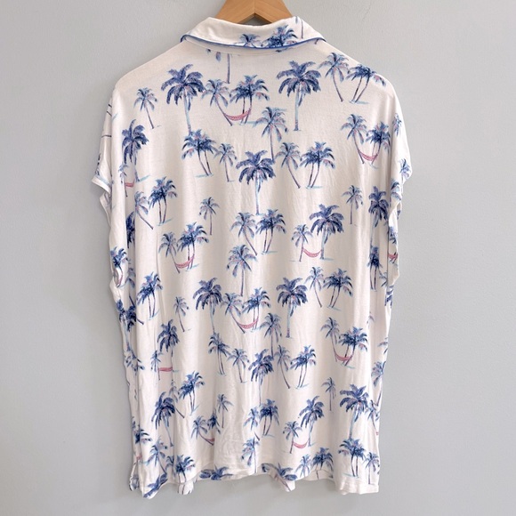 Soma Cool Nights Notch Collar Pajama Top Size XXL Tropical Loungewear - Picture 5 of 6
